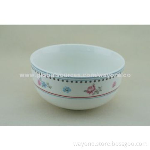 Plain White Decal Printed Bowl for Home, Hotel, Restaurant, Promotion, Food-safe, Light Blue Design